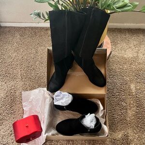 Classic Black Suede Knee-High Boots